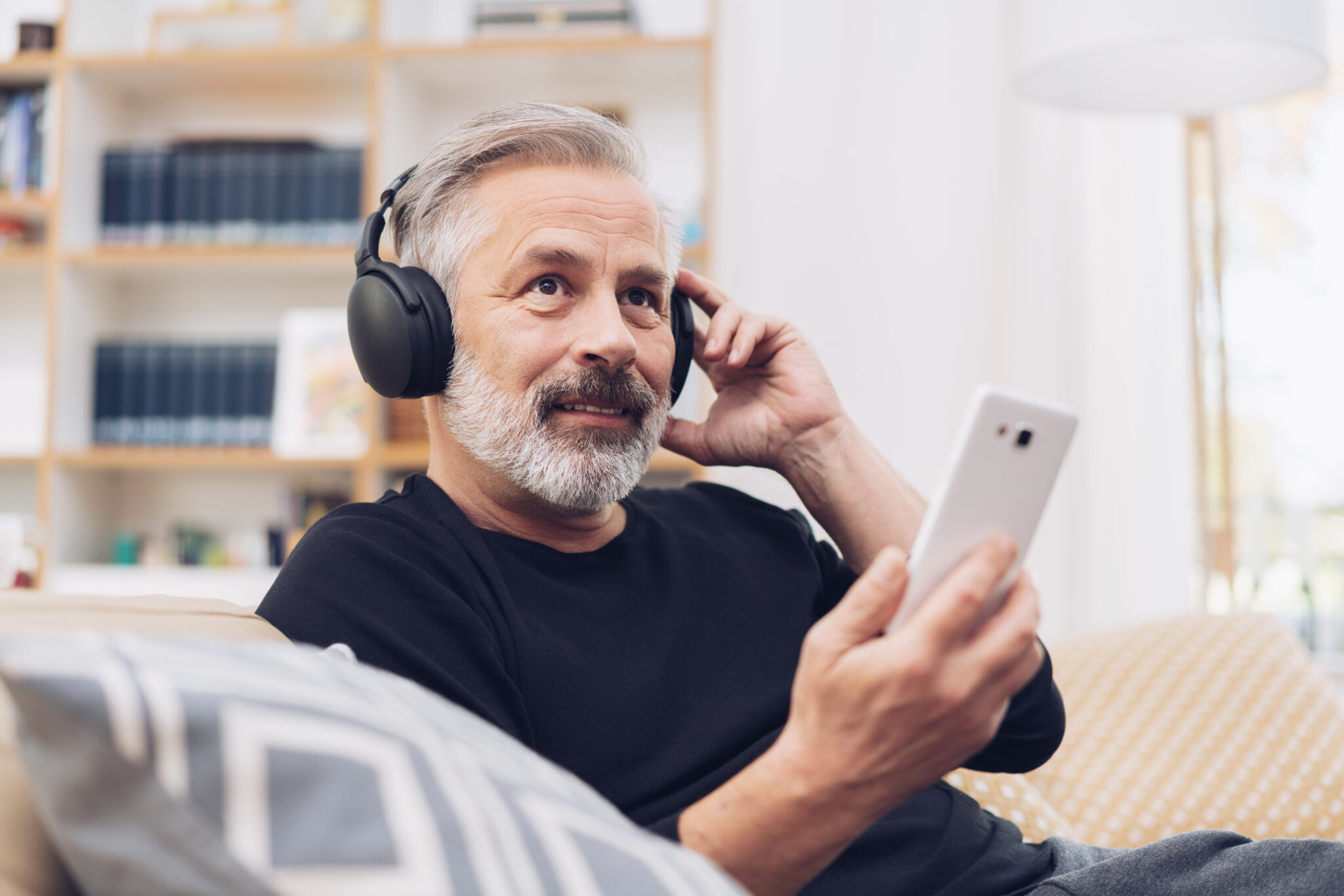 Man listening to music with headphones